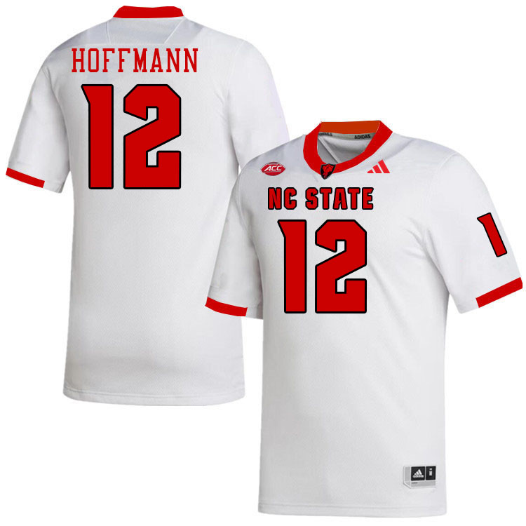 NC State Wolfpack #12 Teddy Hoffmann College Football Jerseys Stitched-White NC State Wolfpack #12 Teddy Hoffmann College Football Jerseys Stitched-White